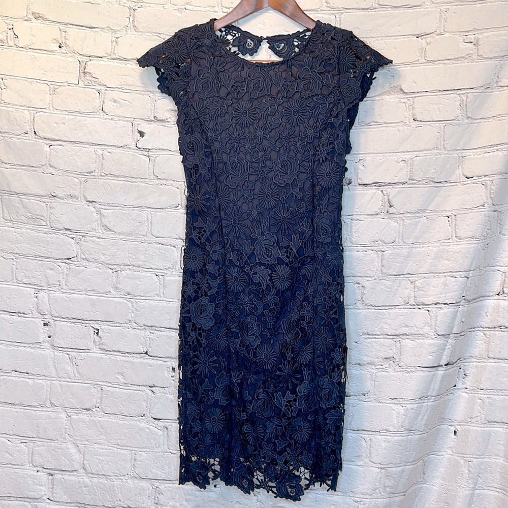 LuLus Navy Blue Lace Overlay Dress Size Small Brand New W/Tags